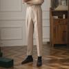 Men's High Waist Woolen Suit Pants: Warm, Straight-Leg, Solid Color, All-Match Autumn/Winter Style.