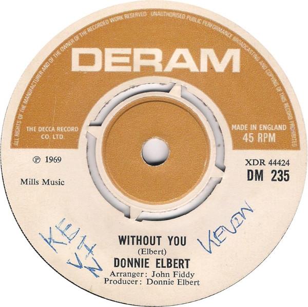 

7inch Record DONNIE ELBERT - Without You DM235 Deram 1969 UK Reggae, Ska & Dub Used