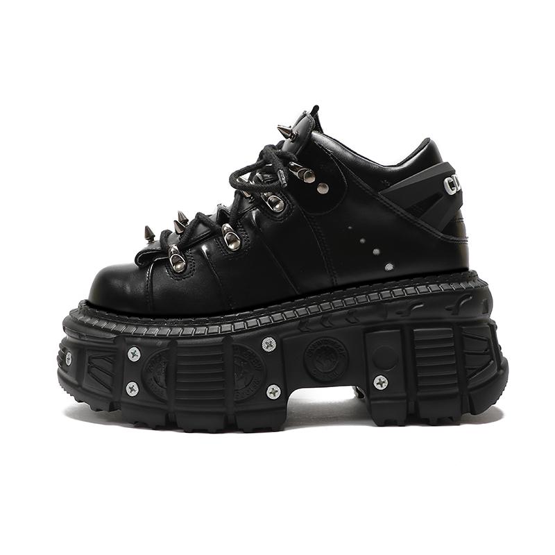 Punk Small Leather Women's Metal Gothic Dark Muffin Lolita Rivet Niche Y2g Hot Girl Platform Shoes