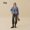 Damen Denim Revers Leichte Daunenjacke
