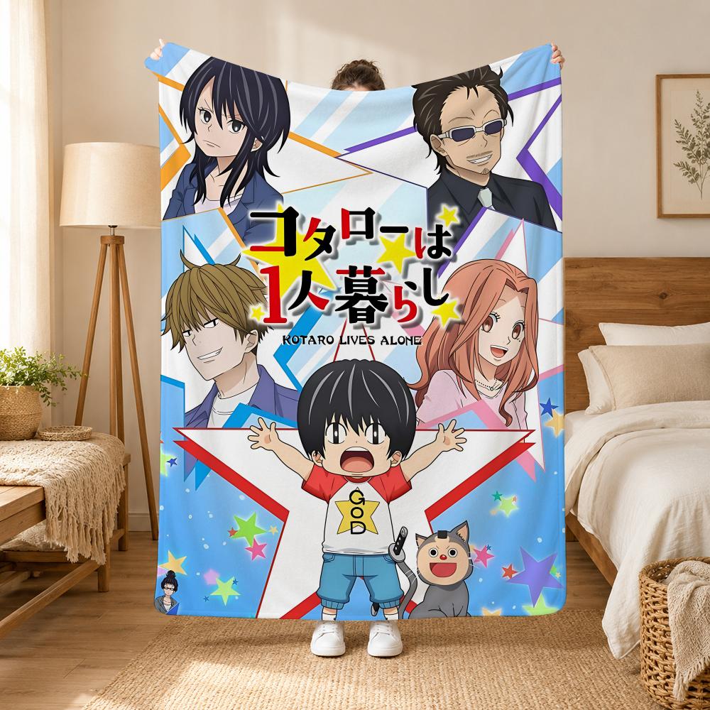 Kotaro Lives Alone Anime Throw 240G Flannel Blanket, Suitable For Sofas, Beds, Offices, Exquisite Gift Blankets