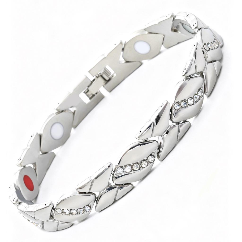 Retro Zirkon Magnetischer Edelstahl Armband für Männer Frauen Blatt Magnet Mode Exquisiter Schmuck Geschenke Zubehör