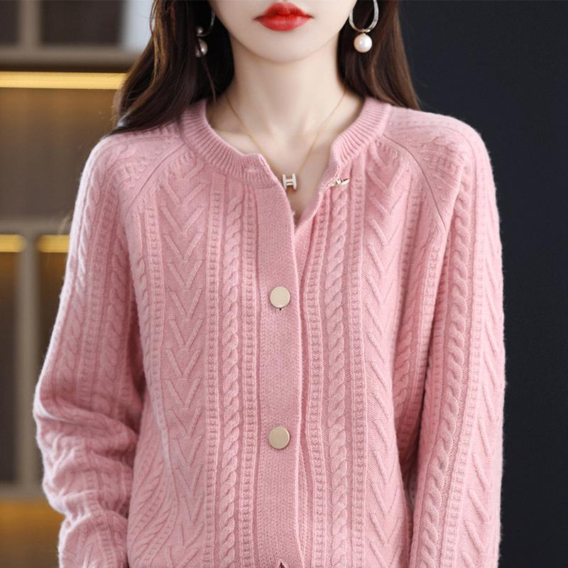 Damen Rundhals Verdickter Wollpullover - Herbst/Winter Koreanische Mode, Lockere Passform, Schlankmachende Lässige Strickware.