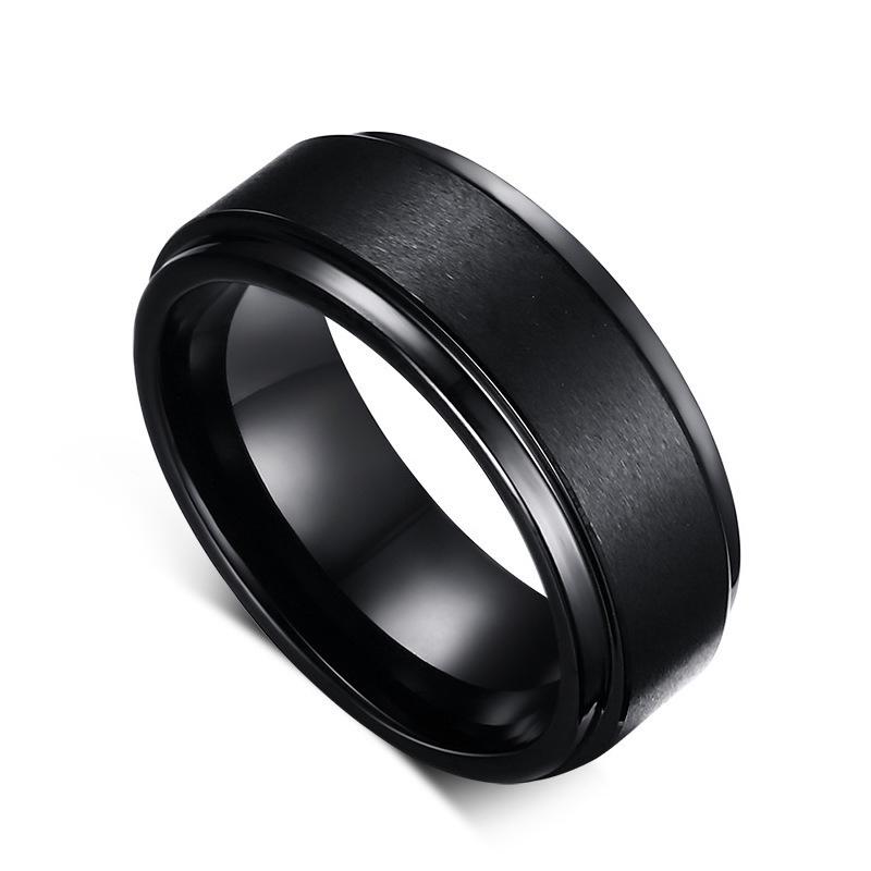 Matný Nerezový Pánský Titanový Prsten s Dvojitým Zkosením