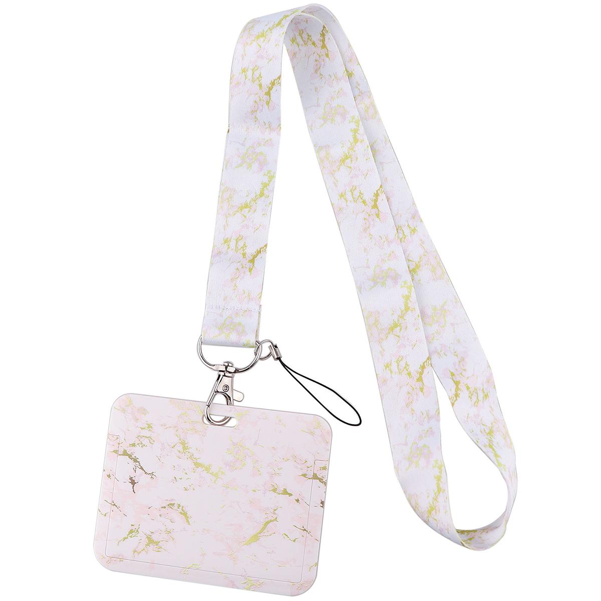 Marmeren Print Lanyard Voor Sleutelhanger ID-kaarthouder Paspoort Student Mobiele Telefoon USB Badgehouder Sleutelring Nekbanden Accessoires
