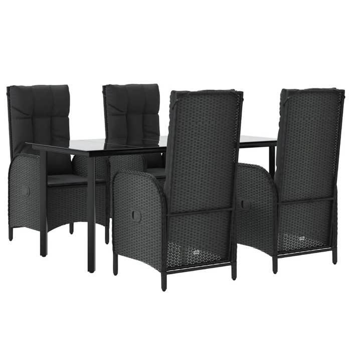 VidaXL Garden Dining Furniture and Cushions 5pcs Black Wicker 3185191
