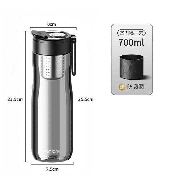 Reise-Tee-Infuser-Becher für Wasserflasche mit großem beweglichem Tee-Infuser BPA-FREI TRITAN Kunststoff Trinkflaschenbecher für Sport Outdoor