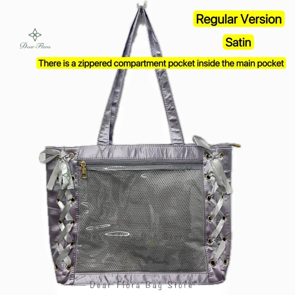 Japanese Sweet Women Ribbon Ita Bag Fashion Large Capacity Tote Bag Aesthetic Shoulder Bag Cute Lolita Girl Transparent Handbags