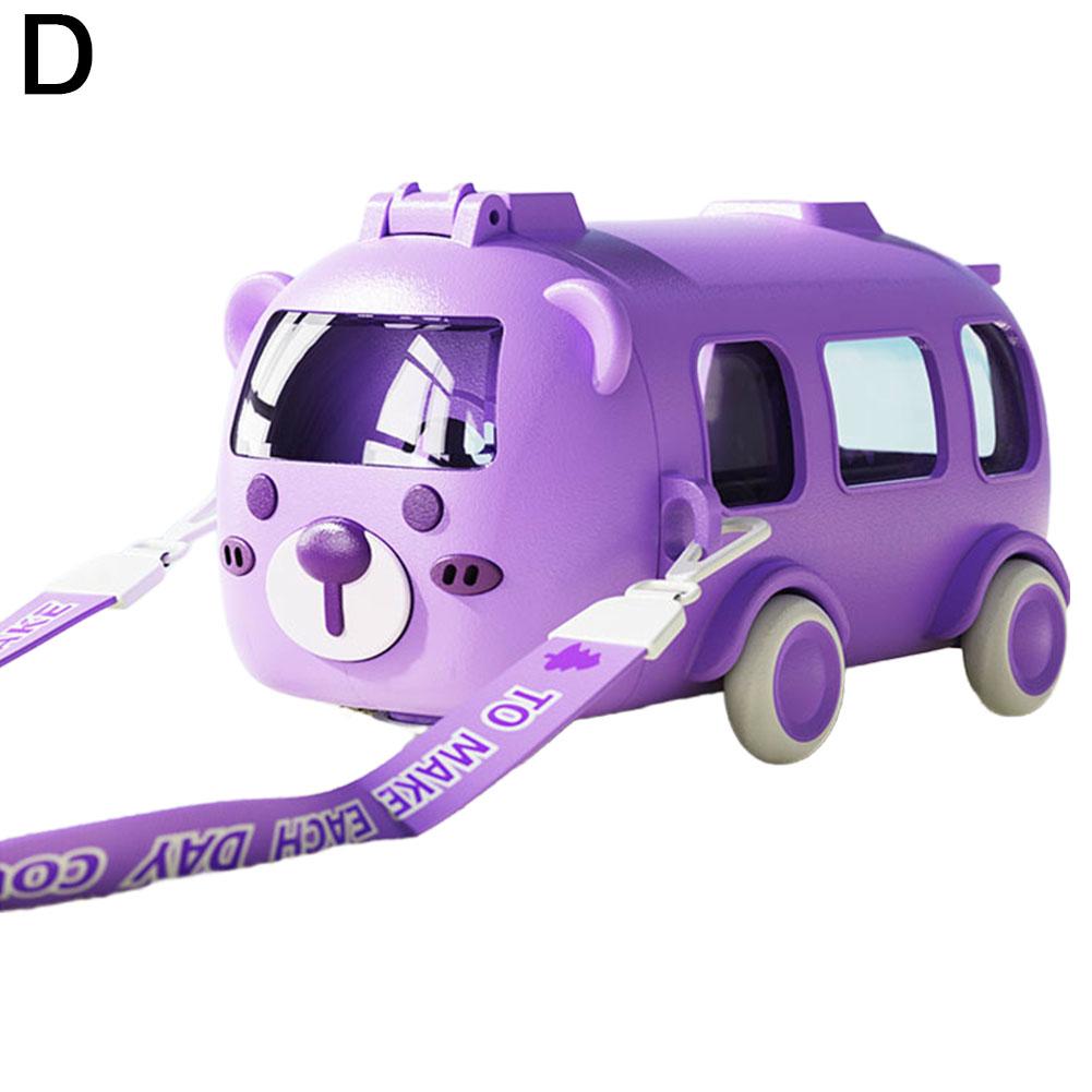 

Kids Bus Water Bottle 16oz Car Water Cup With Straw And Strap, Leak-Proof,Detachable Bus Water Jug Toy For School Sports Travel