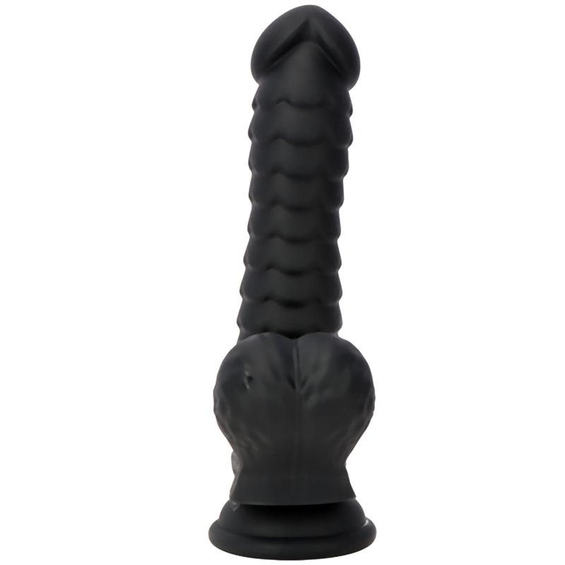 Czarna podwójna twardość Miękka płynna silikonowa waga Caterpillar Model Shaped Dildo