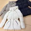 2025 European & American Women's Mid-Length Hooded Down Cotton Coat - Thickened & Slimming Outerwear Trend