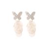 Super Fairy Butterfly Fringed Earrings Women'S Summer Fashion Elegance Temperament Stud Earrings White Earrings