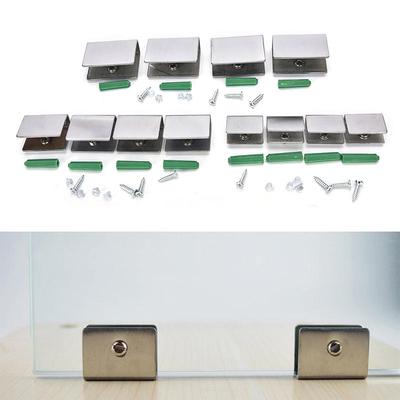 4Pcs 6-12Mm Stainless Steel Square Clamp Holder Clip For Glass Shelf Handrail