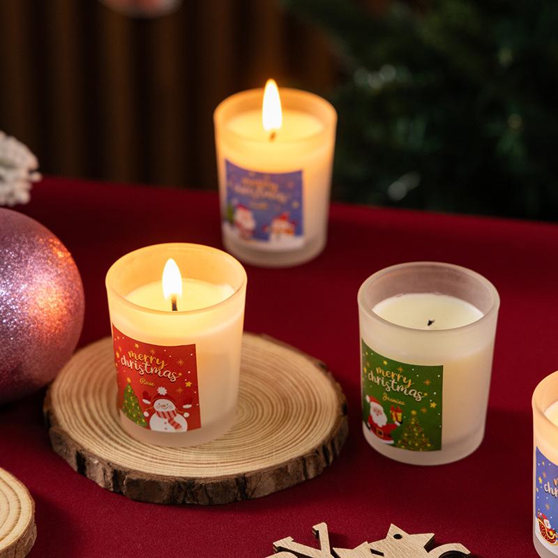Y 6pcs/box Scented Candles Soy Wax Christmas Lavender Candle Cup Wedding Ceremony Birthday Gift Home Decoration Glass Fragrance