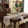 Lace Table Runner Floral Embroidery Fabric Rustic Table Runners Elegant Chic Table Transparent Cover for Home Dining Room Tabletop Decor Wedding