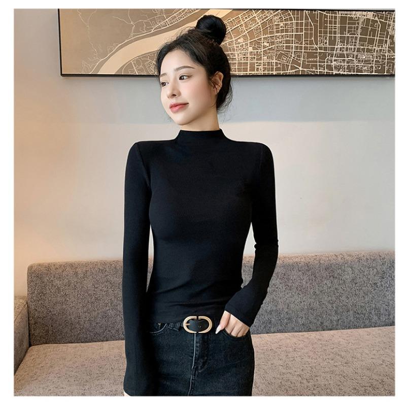 Women S Fleece Lined Half Turtleneck Slim Fit Thermal Base Layer Top