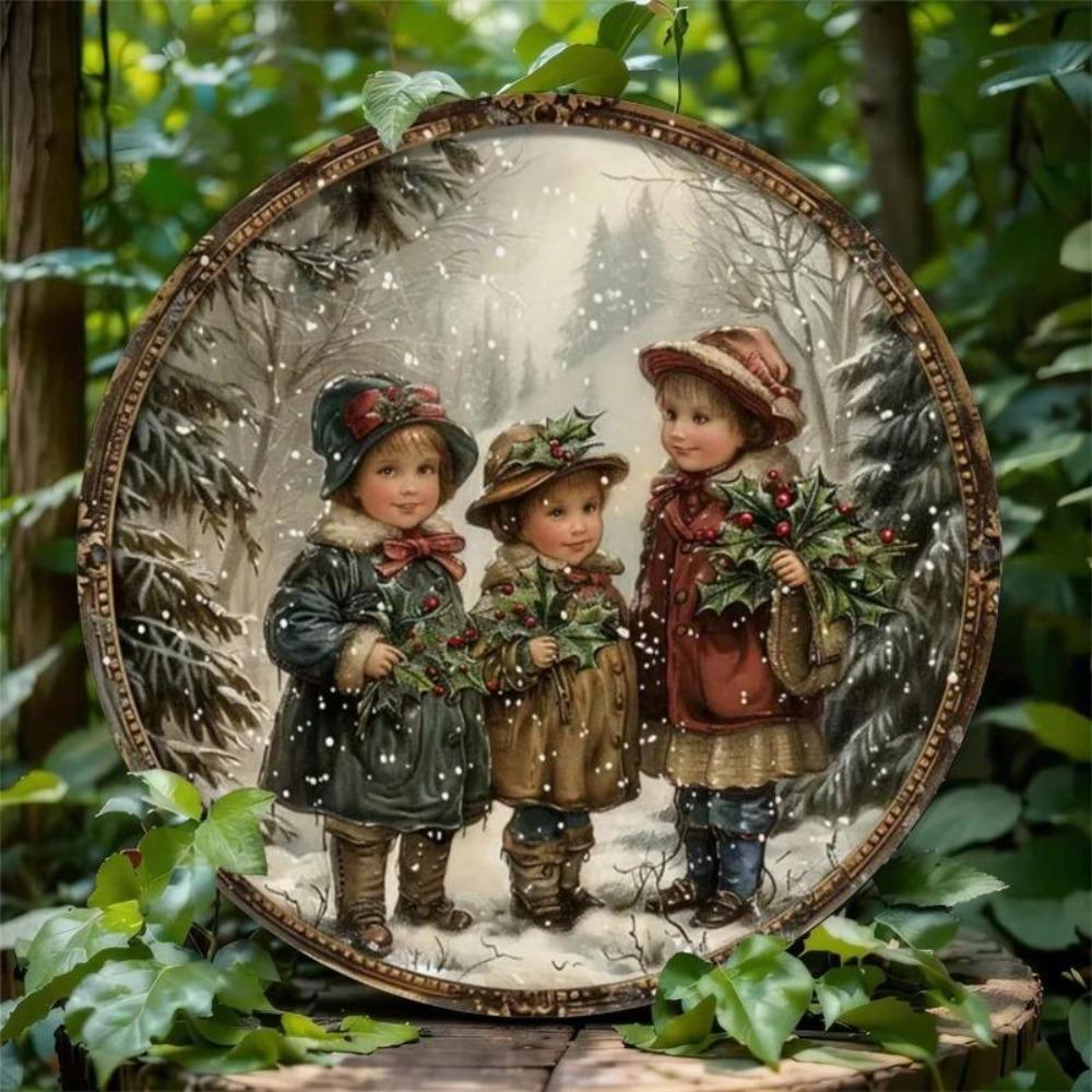 Victorian Winter Metal Wall Art Vintage Holiday Sculpture Snowy Scene Home Gift
