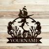 Iron Art Wall Decor Mermaid Name Sign Personalized Black Metal Indoor Outdoor Bedroom Gift