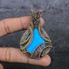 Sleeping Turquoise Handmade Copper Wire Wrap Jewelry Pendant 2.80" O9F39