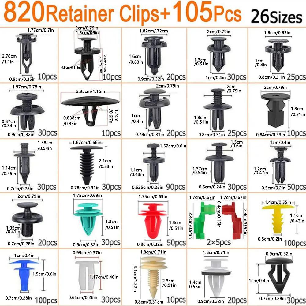 820/925Pcs Car Buckle Boxed Kit Bumper Screw Repair Rivet Fastener Auto Pry Tools For Universal Car Interior Body Parts Set