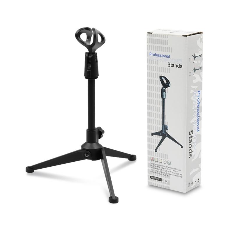 Solid Metal Tripod Desktop Microphone Stand With Adjustable Height 22-27cm For Streaming Podcasting And Live Broadcasting