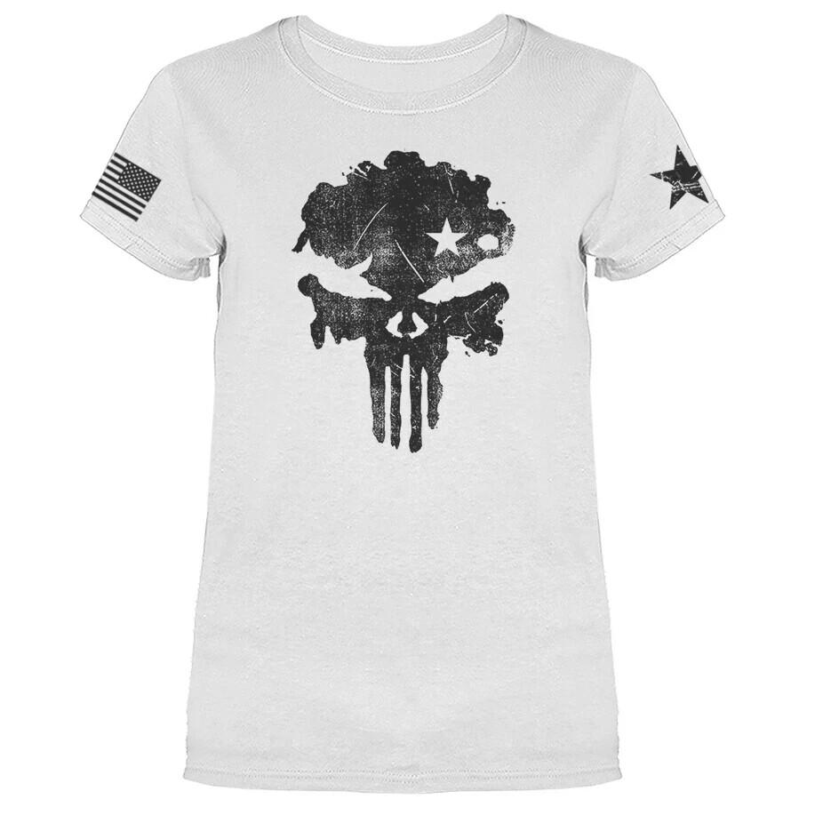 Череп Флаг США Американская Гордость Воин Патриотический Военный Женская Футболка Унисекс Футболка XL