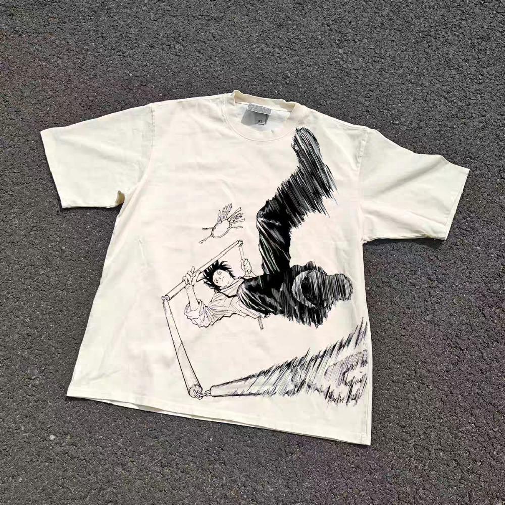 Sakamoto Daily Four Village Week Print Japanese Heavy Cotton Short-sleeved T-shirt Men s and Women s Summer Couple Versatile Versatile Summer Top 4XL