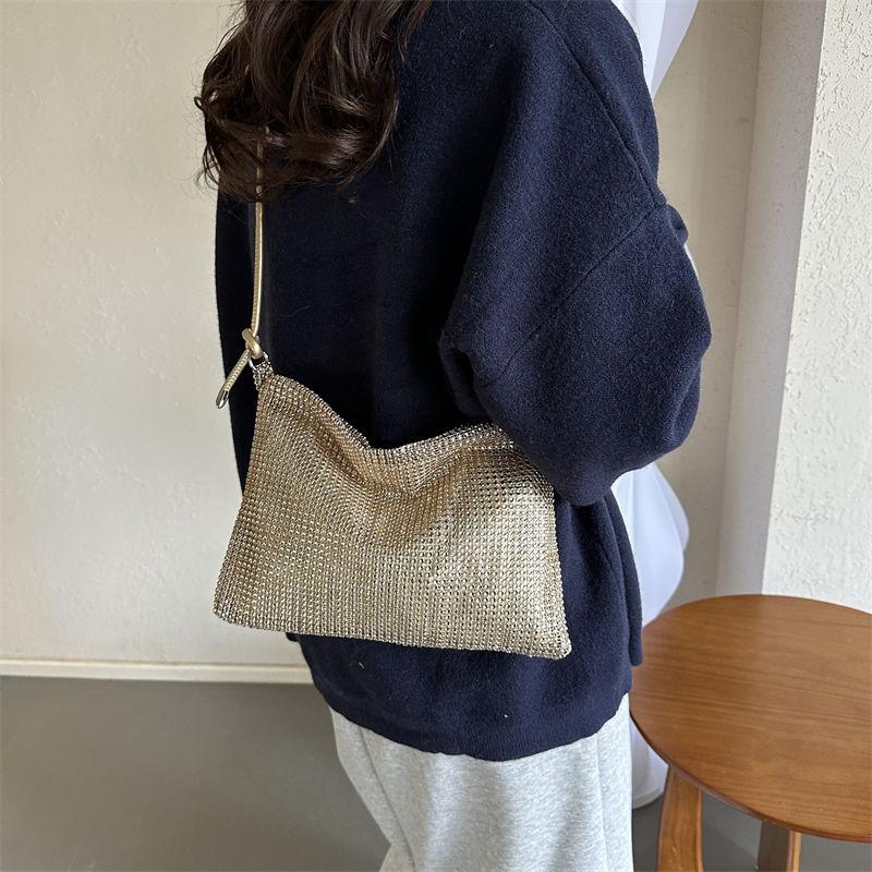 Popular Rhinestone Bag Women, Summer New Senior Foreign Style Shoulder Armpit Bag, Niche Crossbody Bag Bucket Bag