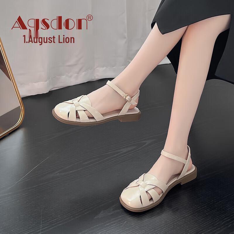Agsdon Women s Retro Roman Closed-Toe Sandals 38