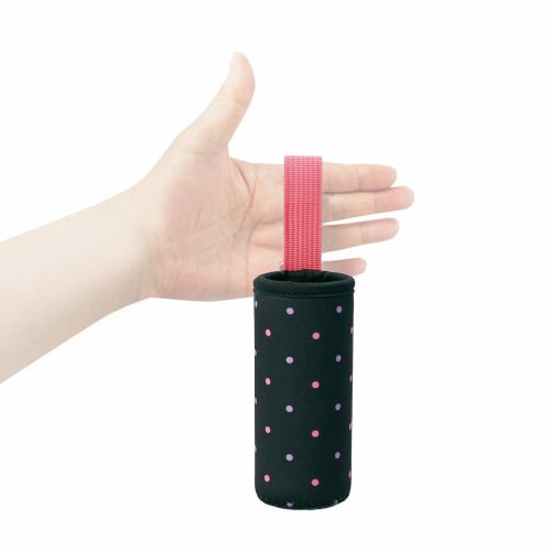 Skater Mini Bottle Cover, Water Bottle Case, Dot Pattern, Black and Pink, 120ml, WSSC1