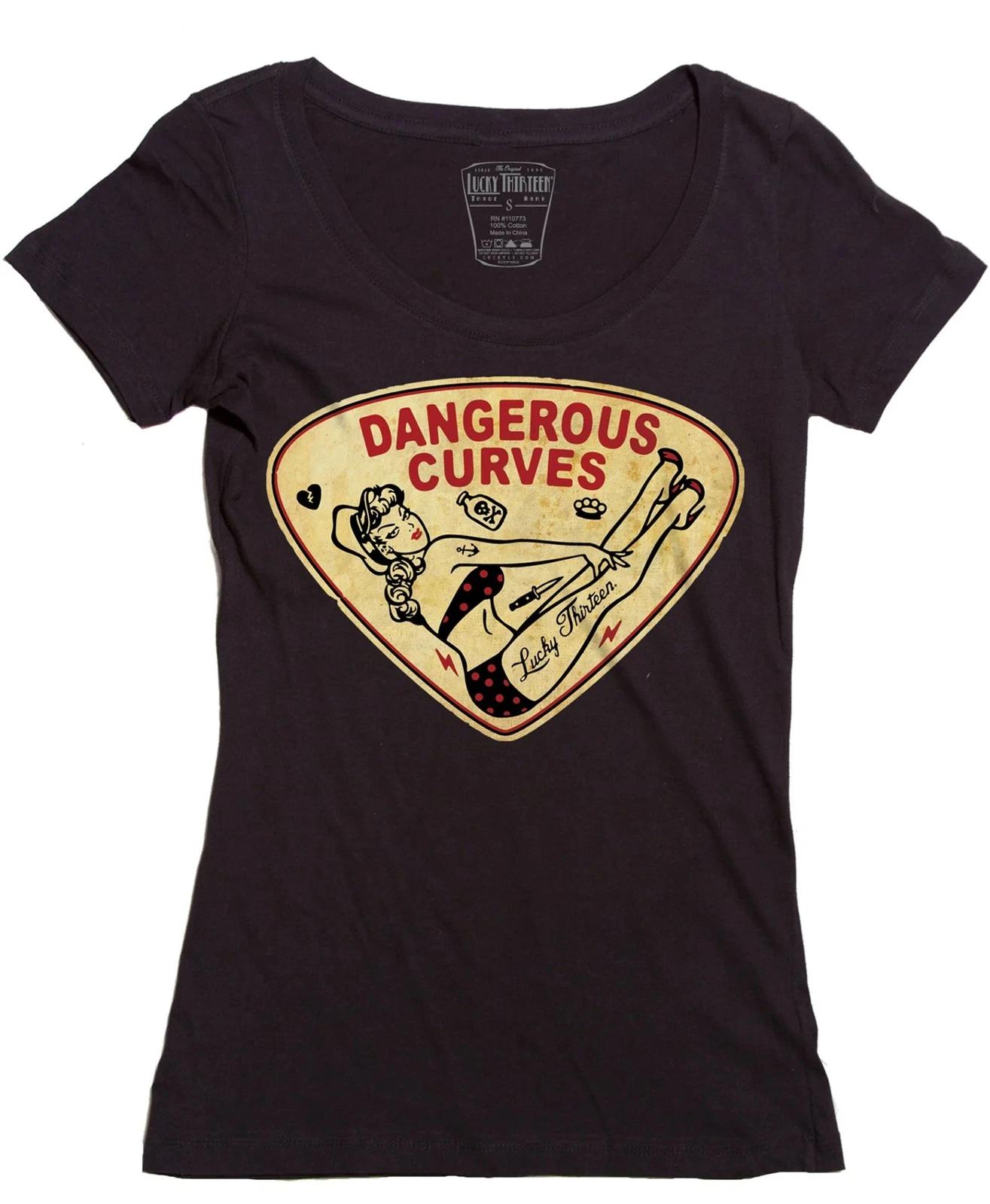 LUCKY 13 Curves Scoop Neck T-Shirt S M L XL 2XL NEW XXXL