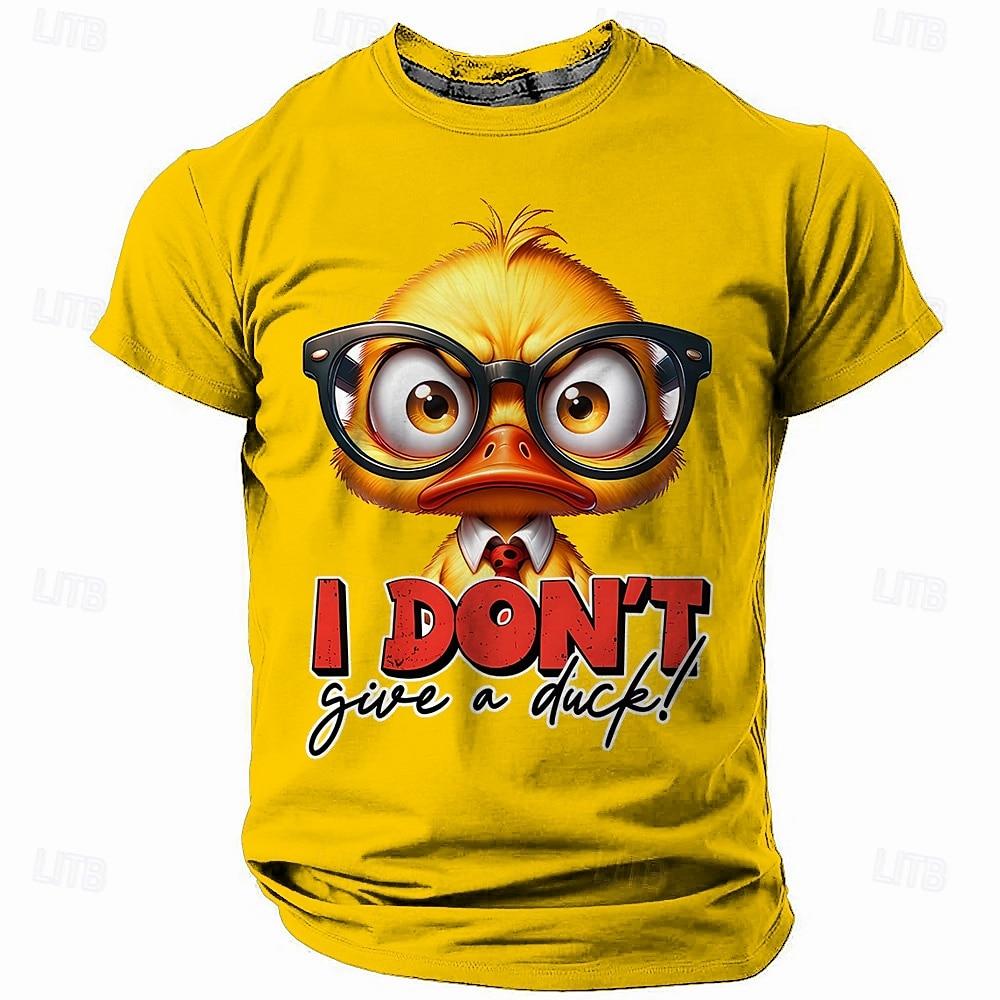 2025 New Funny Cartoon Animal Print T-Shirt Clothing Casual Loose Round Neck Short Sleeve Top Trendy Streetwear Men's T-Shirts