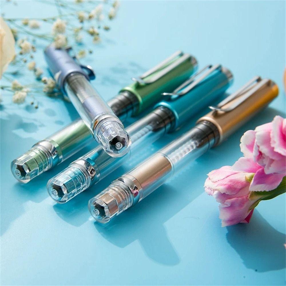 Painting 0.38mm EF Nib Business Transparent Piston Fountain Pen Fountain Pen Ink Pens Writing Pen