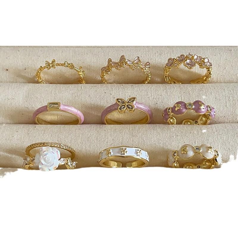 Sweet Butterfly Flower Purple Oil Drop Ring Female Niche Personality High Sense Simple Versatile Fashion Ring Ring