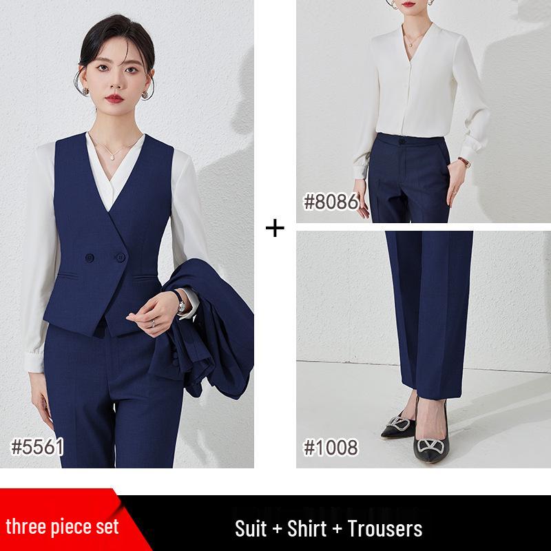 Women's 2024 Black Professional Sleeveless Vest & Pants Set for Hotel Manager