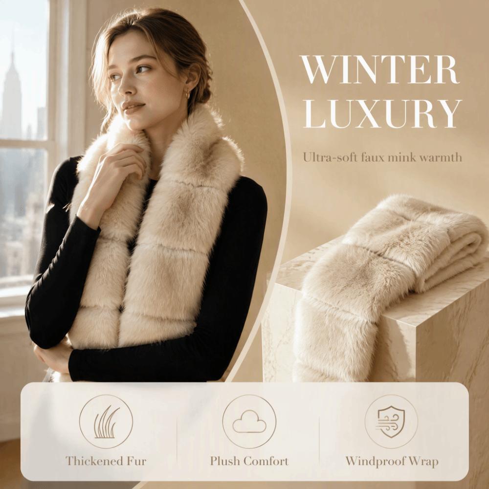 Thick Fluffy Scarf Imitation Mink Fur Winter Plush Scarf Shawl Wrap Holiday Gifting