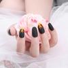 24Pcs Flame False Nails Set Black Fake Nails Nails Tips Full Cover Nails Art Night Club Press On