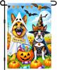 Trick or Treat Halloween Garden Ag Fall Ag Dogs In Costume Candy 12x18 Inch Spooky Festive Pet Double Sided Outdoor Bann SSL