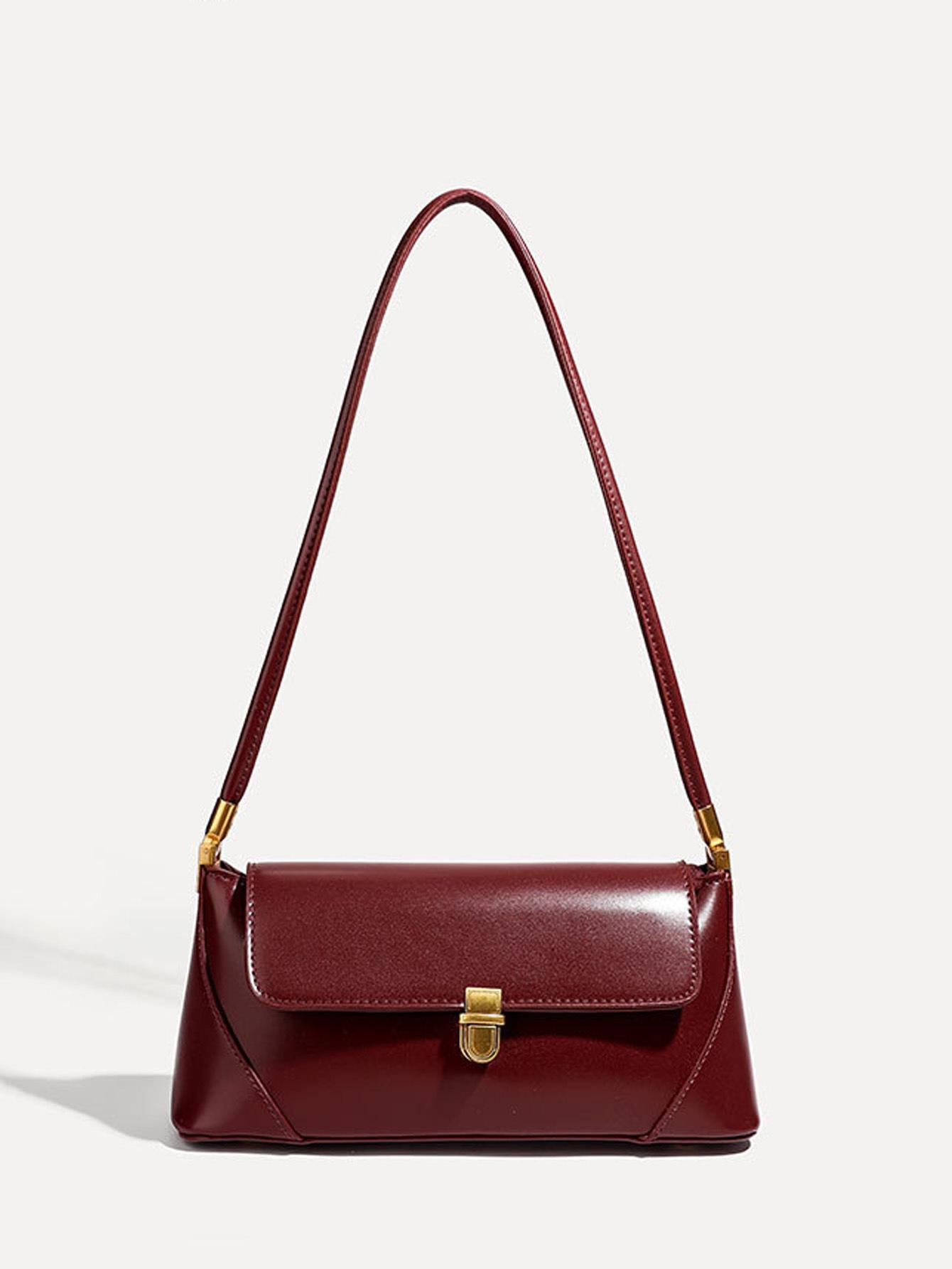 

Сумка-подмышка из оленьей кожи бордового цвета - французская сумка через плечо для женщин, идеально подходит для осени и зимы 27cm x 9cm x 10cm