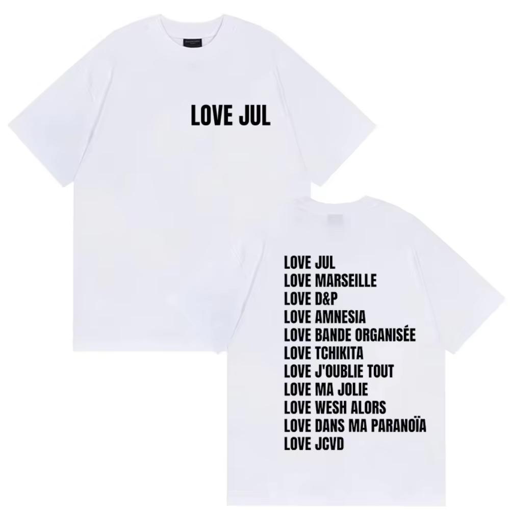 Love Jul France Rapper 2026 Album Print T Shirts Men Women Vintage Fashion Short Sleeve Tshirts Casual Pure Cotton Tshirt