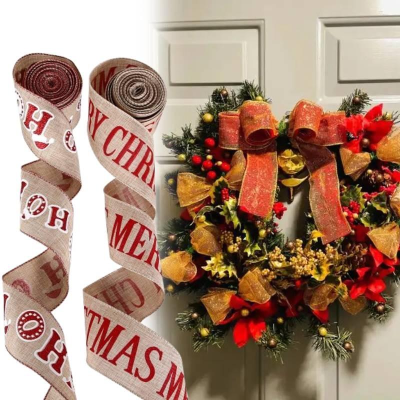 Festive 2 Meter Christmas Ribbon Banner Featuring Joyful Christmas Letters For Gifts