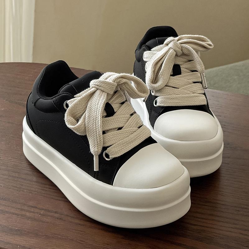 Thick-soled leather surface CM invisible inner height increase, spring and autumn style height increase casual board shoe bread female 36