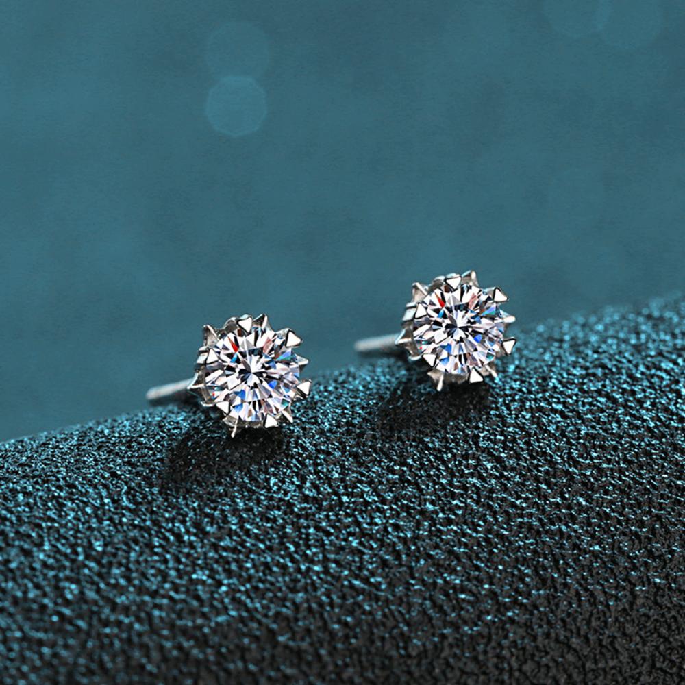 2CT D Color Moissanite Snowflake Earrings Ultra Sparkling Imitation US Imported Earrings for Women