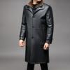 Leather coat with velvet and thickening for middle-aged men with removable inner liner, long fur all-in-one genuine leather fur coat