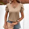 Ladies Casual Fashion Sexy V-neck Short-sleeved T-shirt