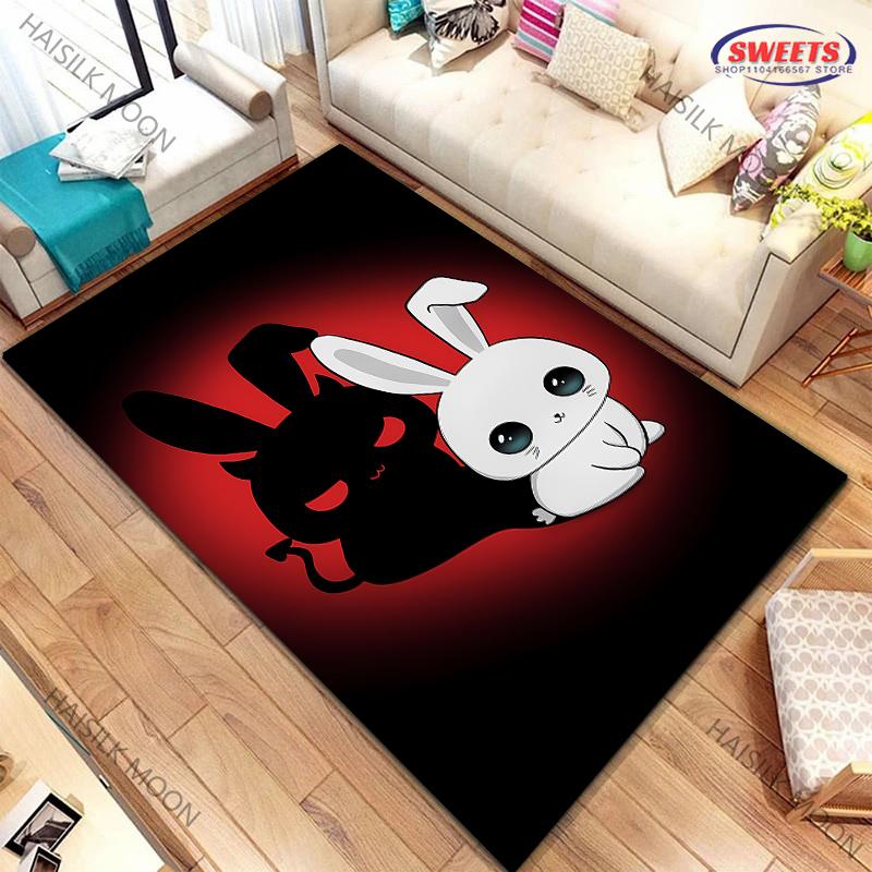 

Cute Rabbit Shadow Fun Carpet for Bedroom LivingRoom Office, Children Non-slip Rug Modern Style Home Door Decor Mat Great Gift 40x60cm