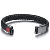 Bracelet d'identification médicale d'alerte gravé personnalisé, Bracelet jonc en cuir tressé à boucle magnétique en acier inoxydable pour hommes