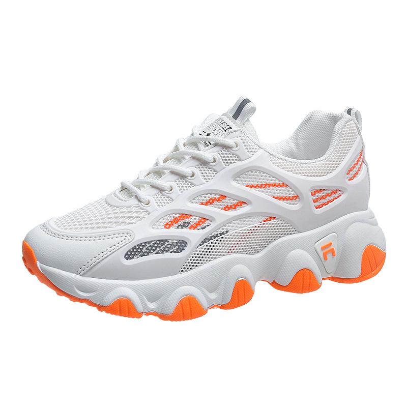 Летняя обувь для папы, женская дышащая обувь с градиентной сеткой и высокими весенними и осенними белыми туфлями 35 оранжевый