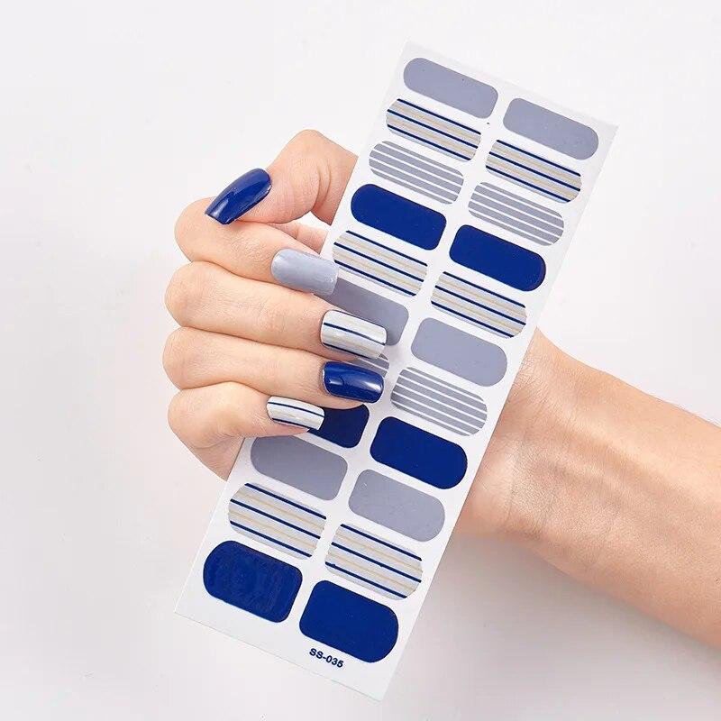 Baking Free Fashionable Blue Diamonds Nail Art Stickers Collection Manicure DIY Nail Polish Strips Wraps for Party Decor