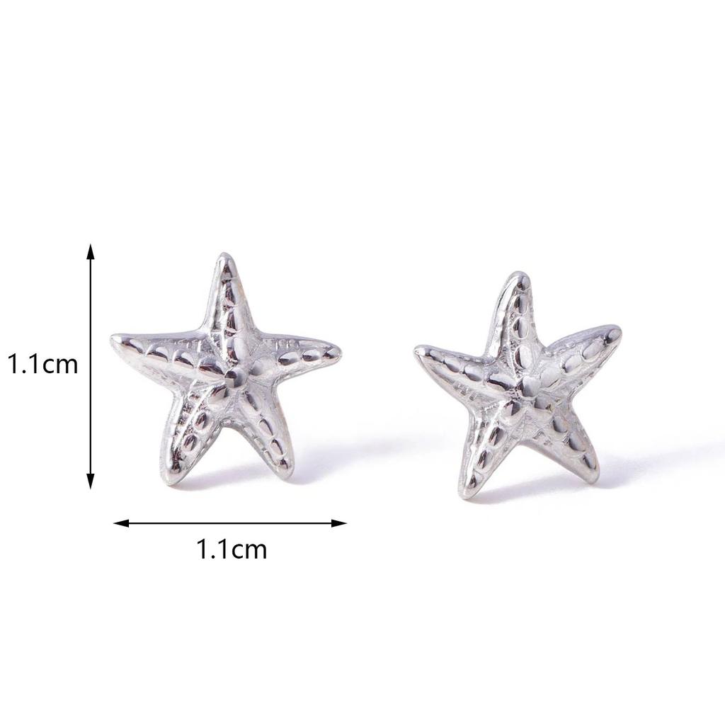 CARLIDANA Popular Ins Style Beach Stainless Steel Pentagonal Starfish Fashionable Marine Biological Design Jewelry Earrings